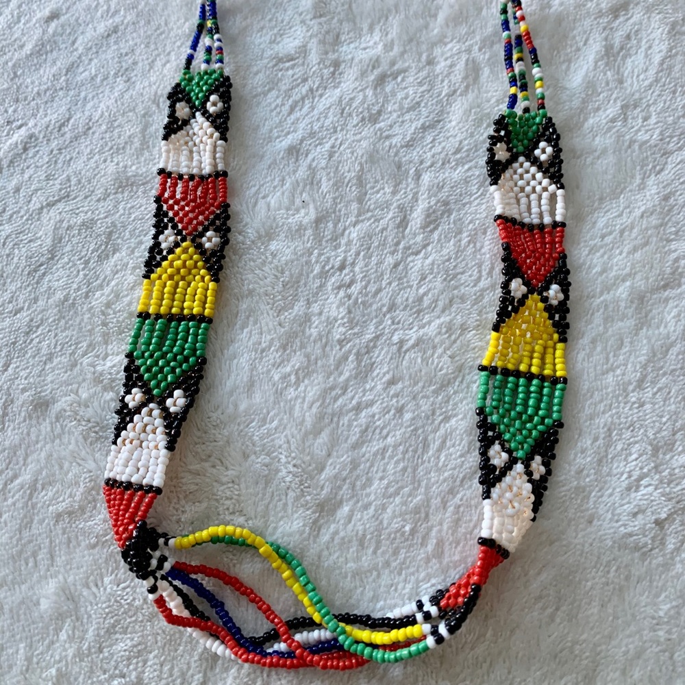 Hand-beaded traditional West African necklace